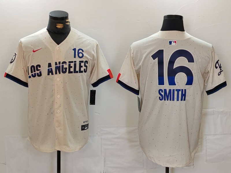 Men's Los Angeles Dodgers Will Smith #16 Cream 2024 City Connect Jersey
